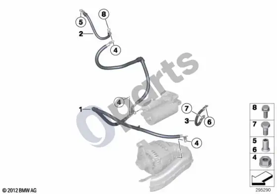 BMW 3 F30 F35 F31 kabelis, starteris – schema