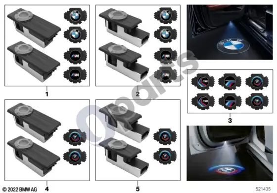 BMW 3 F30 F35 F31 LED durų projektorius – schema