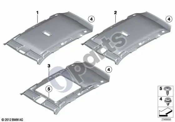 BMW 3 F30 F35 F31 lubų apmušalas – schema