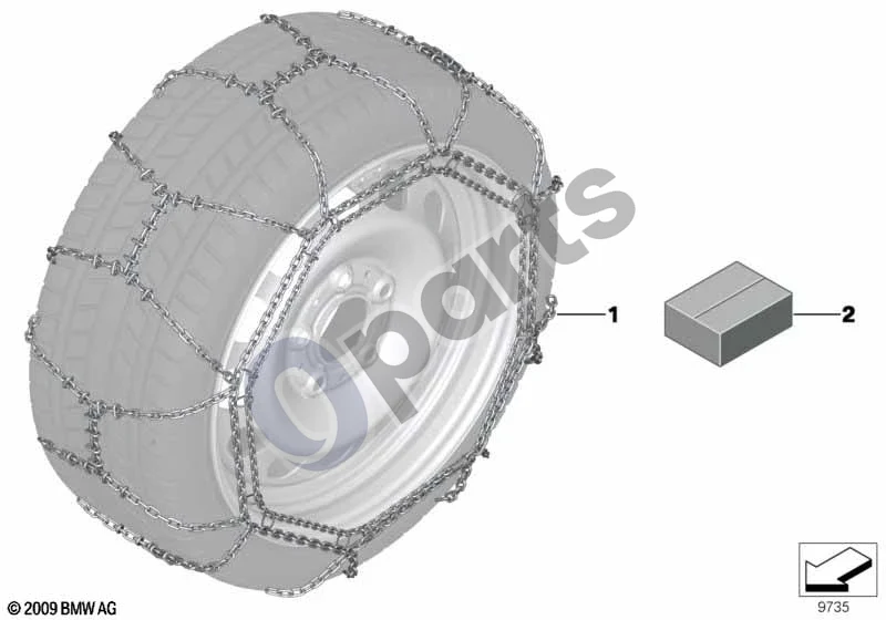 BMW 3 F30 F35 F31 (2012–2018) Sniego grandinės schema – pozicija 01: Sniego grandinės Comfort