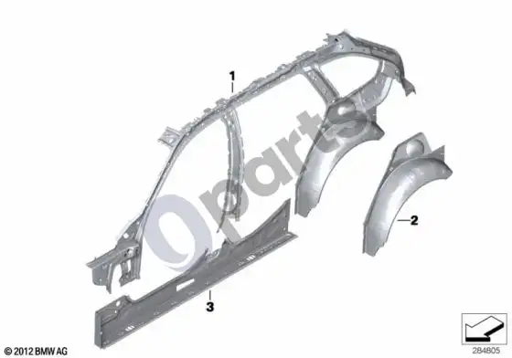BMW 3 F30 F35 F31 šoninis rėmas, vidinis – schema