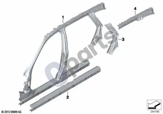BMW 3 F30 F35 F31 šoninis rėmas, vidurinis – schema