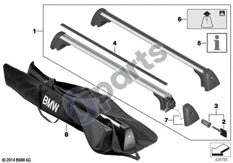 BMW 3 F30 F35 F31 (2012–2018) Stogo turėklų laikiklis schema – pozicija 07: Apsauginis dangtelis su spaustuku (F31/F15/F4X)