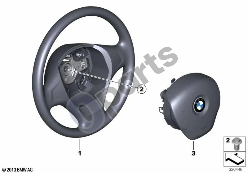 BMW 3 F30 F35 F31 (2012–2018) Vairo oro pagalvė schema – pozicija 01: Vairas