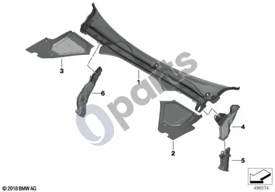 BMW 3 G20 G21 apdailos skydas, priekinio skydo, išorinis – schema