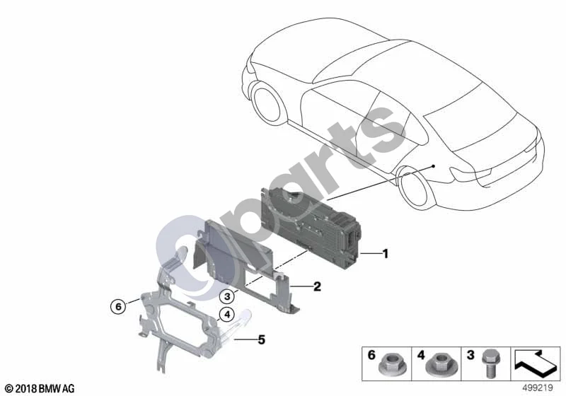 BMW 3 G20 G21 (2019–) Stiprintuvas / laikiklis (G20 SALOON 316D) schema – pozicija 01: Stiprintuvas