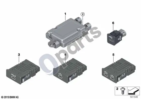 BMW 3 G20 G21 USB atskiros dalys – schema