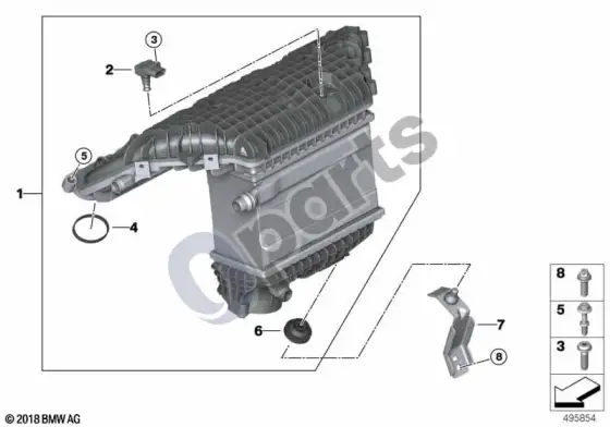 BMW 3 G20 G21 įsiurbimo kolektorius / pripūtimo oro kanalas – schema