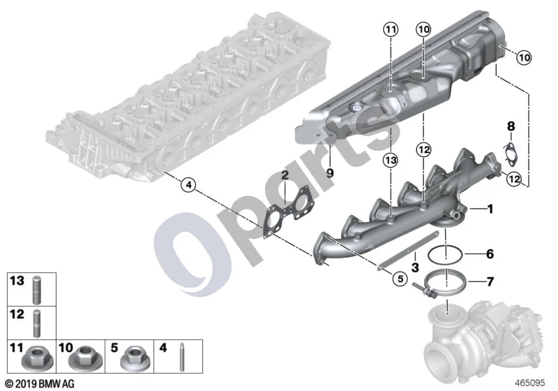 BMW 3 G20 G21 (2019–) Išmetimo kolektorius – AGR schema – pozicija 13: Smeigė