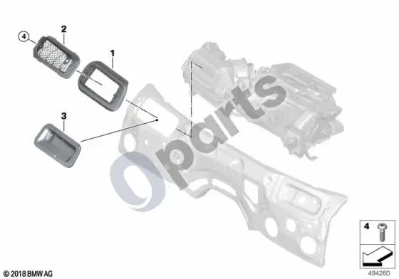 BMW 3 G20 G21 oro įleidimo kanalas, variklio skyrius – schema