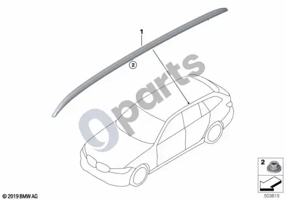 BMW 3 G20 G21 papildomas montavimas, stogo bėgeliai – schema