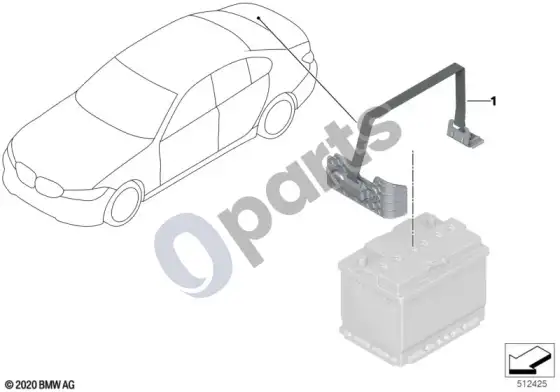 BMW 3 G20 G21 papildomo akumuliatoriaus montuojamos dalys – schema