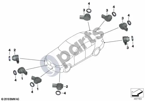 BMW 3 G20 G21 parkavimo atstumo kontrolė – schema