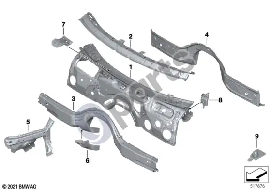 BMW 3 G20 G21 purslų sienelės dalys – schema