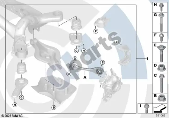 BMW 3 G20 G21 remonto komplektas, svirtis – schema