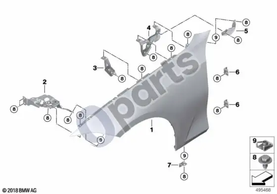 BMW 3 G20 G21 šoninė apdaila, priekinė – schema