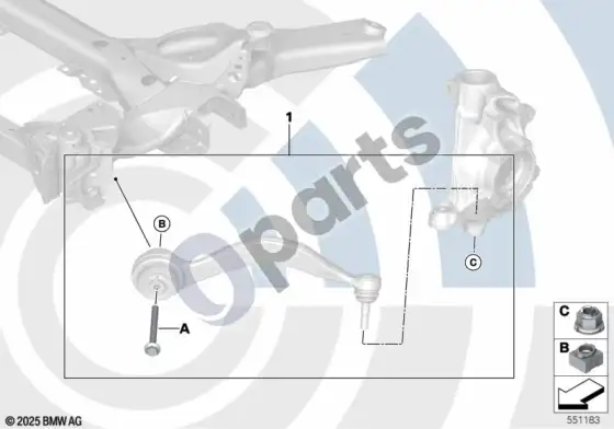 BMW 3 G20 G21 tempimo atramos tvirtinimo komplektas – schema