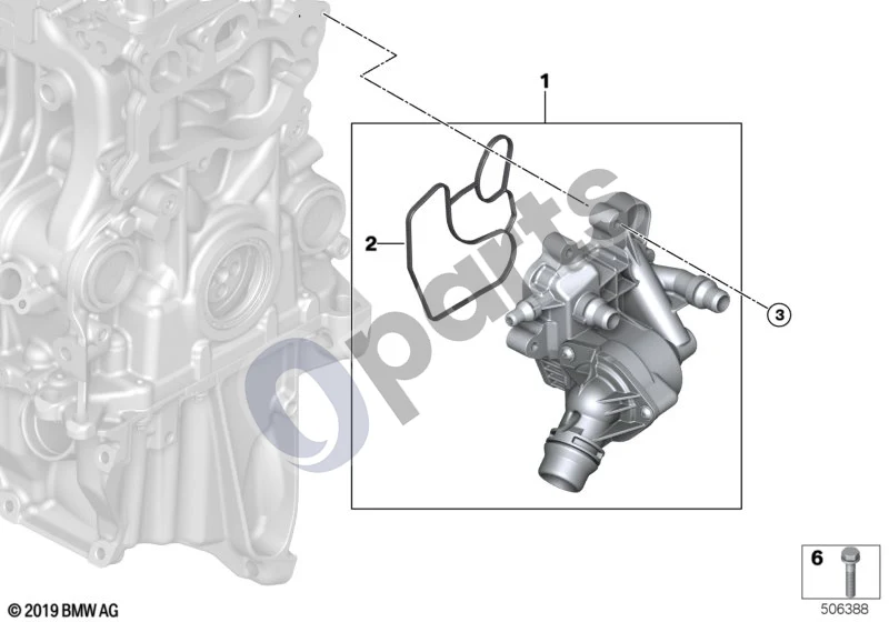 BMW 3 G20 G21 (2019–) Termostatas schema – pozicija 02: Profilinis tarpiklis