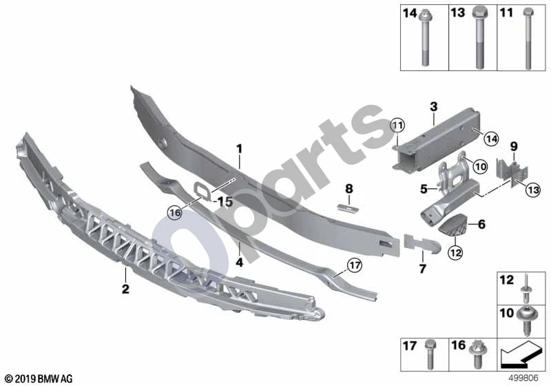 BMW 4 F32 F33 (2013–2020) Atrama, priekinė (F32 418D) schema – pozicija 02: Amortizatorius, priekinis