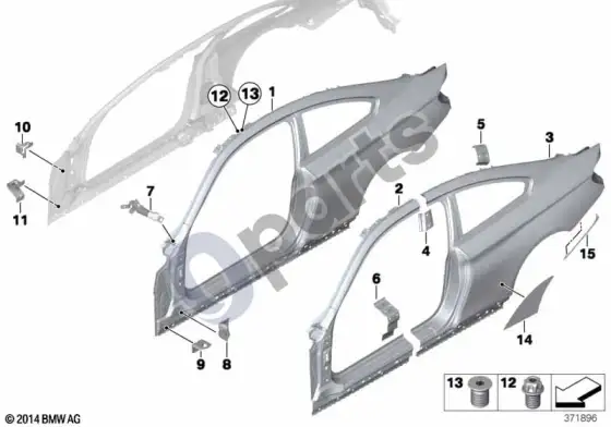 BMW 4 F32 F33 šoninis rėmas – schema