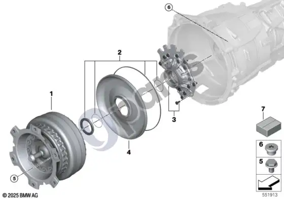 BMW 4 G22 G23 G24 G26 GA8HP60 sukimo momento keitiklis/sandarinimo elementai – schema