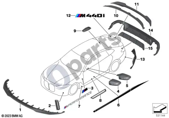 BMW 4 G22 G23 G24 G26 m performance priedai – schema
