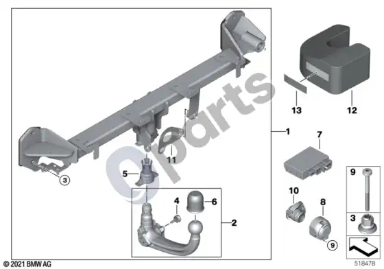 BMW 4 G22 G23 G24 G26 nuimamas vilkimo kablys – schema