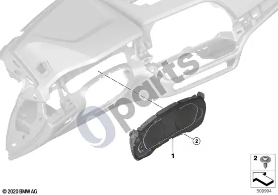 BMW 4 G22 G23 G24 G26 prietaisų skydelis basic – schema