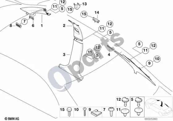 BMW 5 E39 a / b / c statramsčio apdailos plokštė – schema