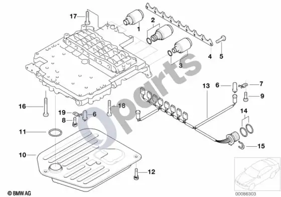 BMW 5 E39 A5S440Z valdymo blokas, ttvirtinimo dalys – schema