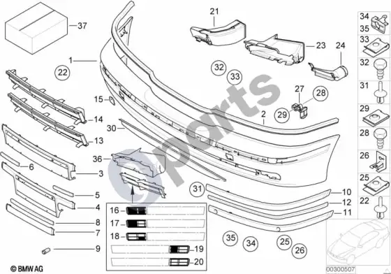 BMW 5 E39 apdailos plokštė, priekinė; 2000.09 - ... – schema