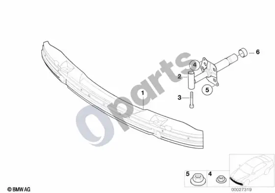 BMW 5 E39 atrama, priekinė – schema