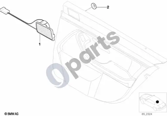 BMW 5 E39 atskiros dalys, galinės durys, hifi/top-hifi – schema