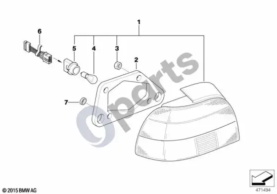 BMW 5 E39 atskiros dalys, galinis žibintas, facelift 2000; ... - 2000.09 – schema