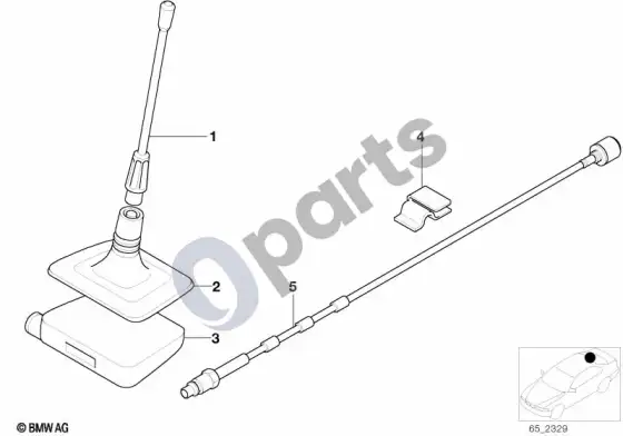 BMW 5 E39 atskiros dalys, lango antena – schema