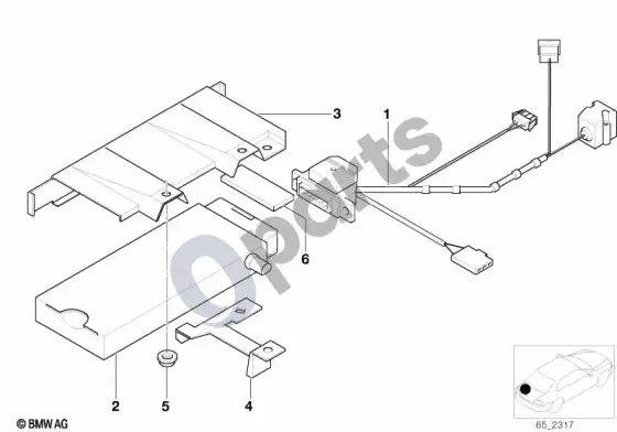 BMW 5 E39 atskiros dalys, SA 629, bagažinė – schema
