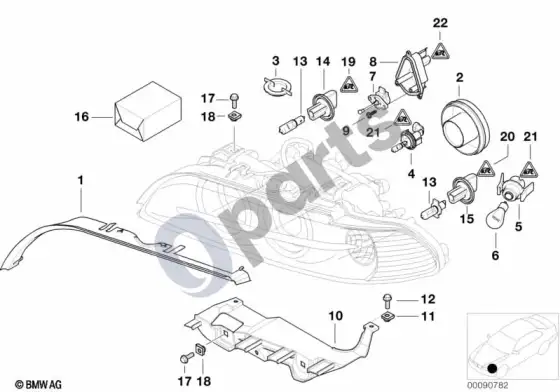 BMW 5 E39 atskiros dalys, xenon žibintas – schema