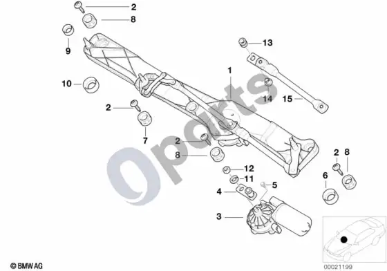 BMW 5 E39 atskiros valytuvo dalys – schema