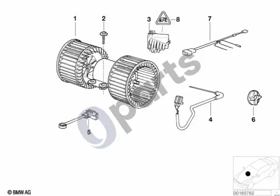 BMW 5 E39 automatinio oro kondicionieriaus elektros dalys – schema