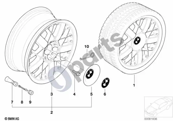 BMW 5 E39 BMW kompozitinis ratas, žvaigždės formos stipinai 77 – schema