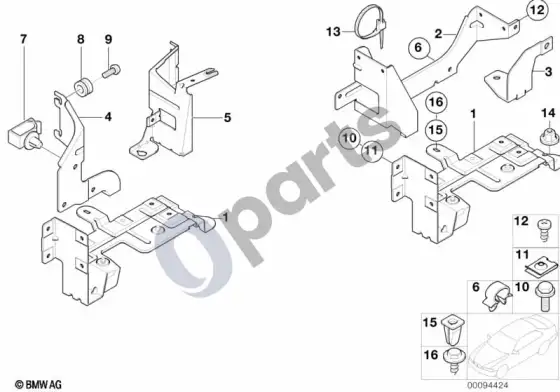 BMW 5 E39 CD keitiklio ttvirtinimo detalės – schema