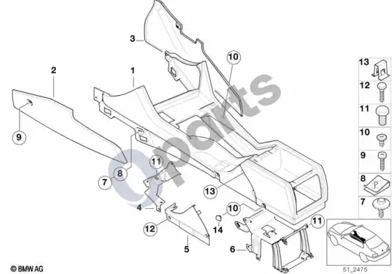 BMW 5 E39 centrinė konsolė – schema