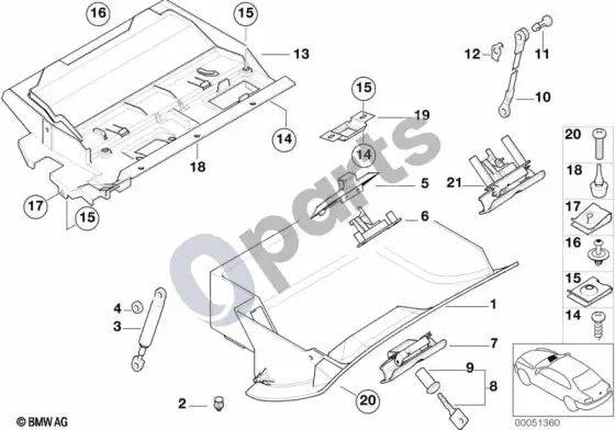 BMW 5 E39 daiktadėžė – schema