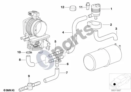 BMW 5 E39 degalų bako vėdinimo vožtuvas; ... - 1997.09 – schema