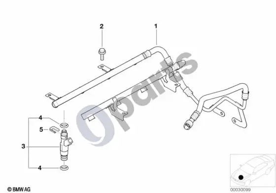 BMW 5 E39 degalų įpurškimo sistema/įpurškimo purkštukas; ... - 1999.09 – schema