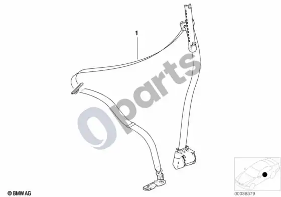 BMW 5 E39 dešinysis priekinis saugos diržas – schema