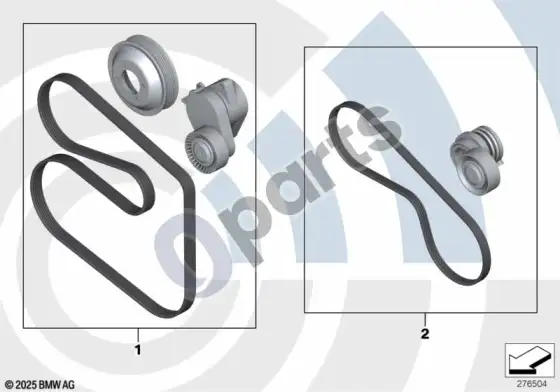 BMW 5 E39 diržinių pavarų techninės priežiūros komplektas – schema