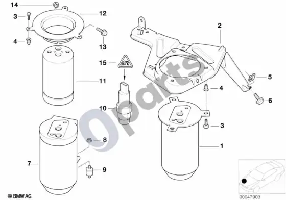 BMW 5 E39 džiovintuvo talpa – schema