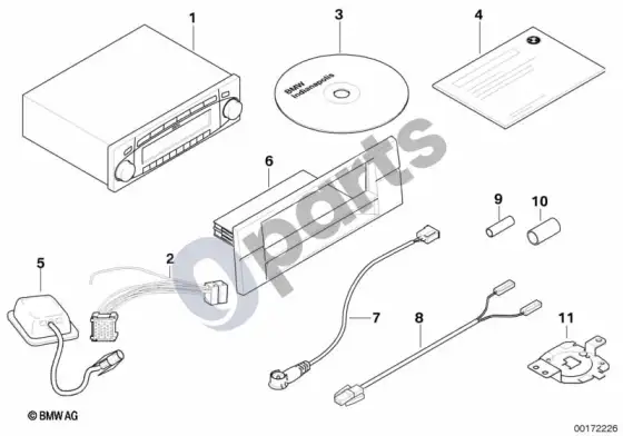 BMW 5 E39 atsarginės dalys, radijo navigacija – schema