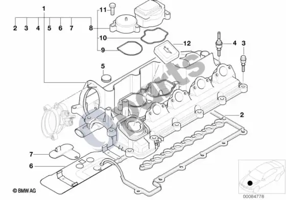 BMW 5 E39 cilindrų galvutės dangtis (E39 520D) – schema